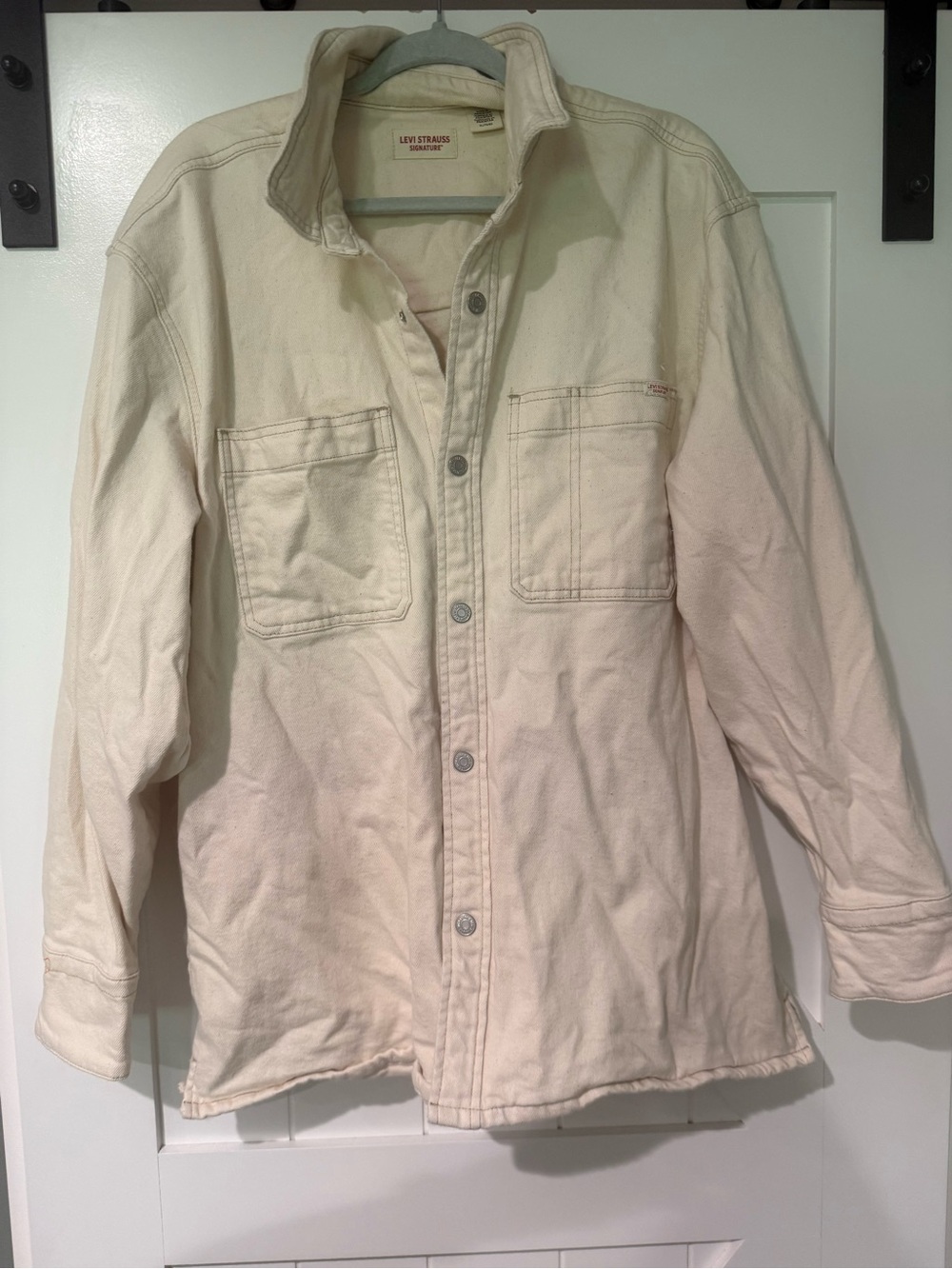 Levi's Cream Oversized Button-Front Utility Jean denim Jacket